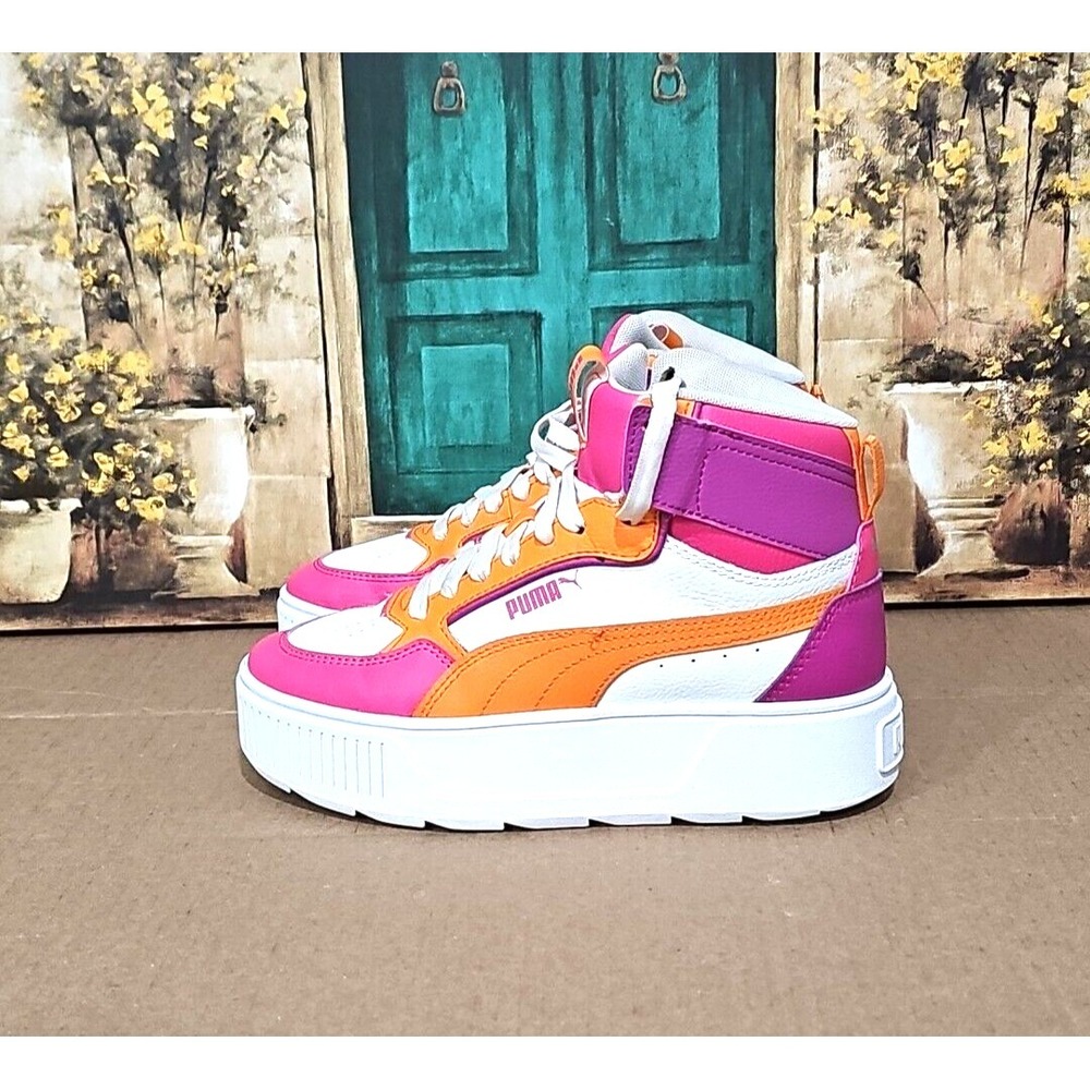 Puma Karmen Rebelle Mid Lace Up Youth Girls White Sneakers Casual Shoe 38872903 - Picture 1 of 8